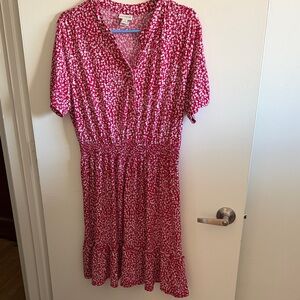 Enfocus Studio Raspberry Pink Floral Midi Dress